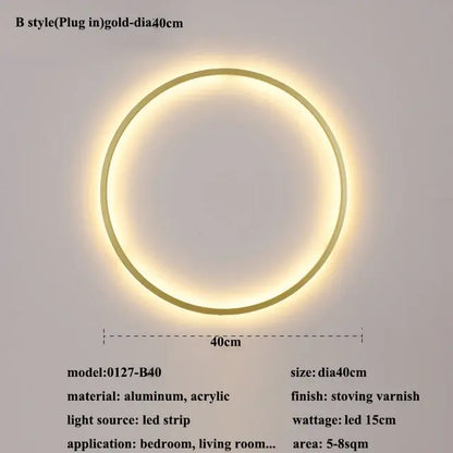 Modern Black Gold Circle Led Wall Lamp