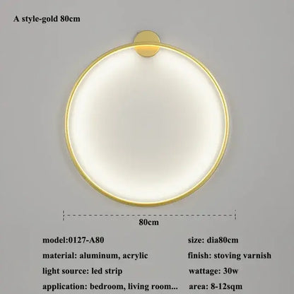 Modern Black Gold Circle Led Wall Lamp