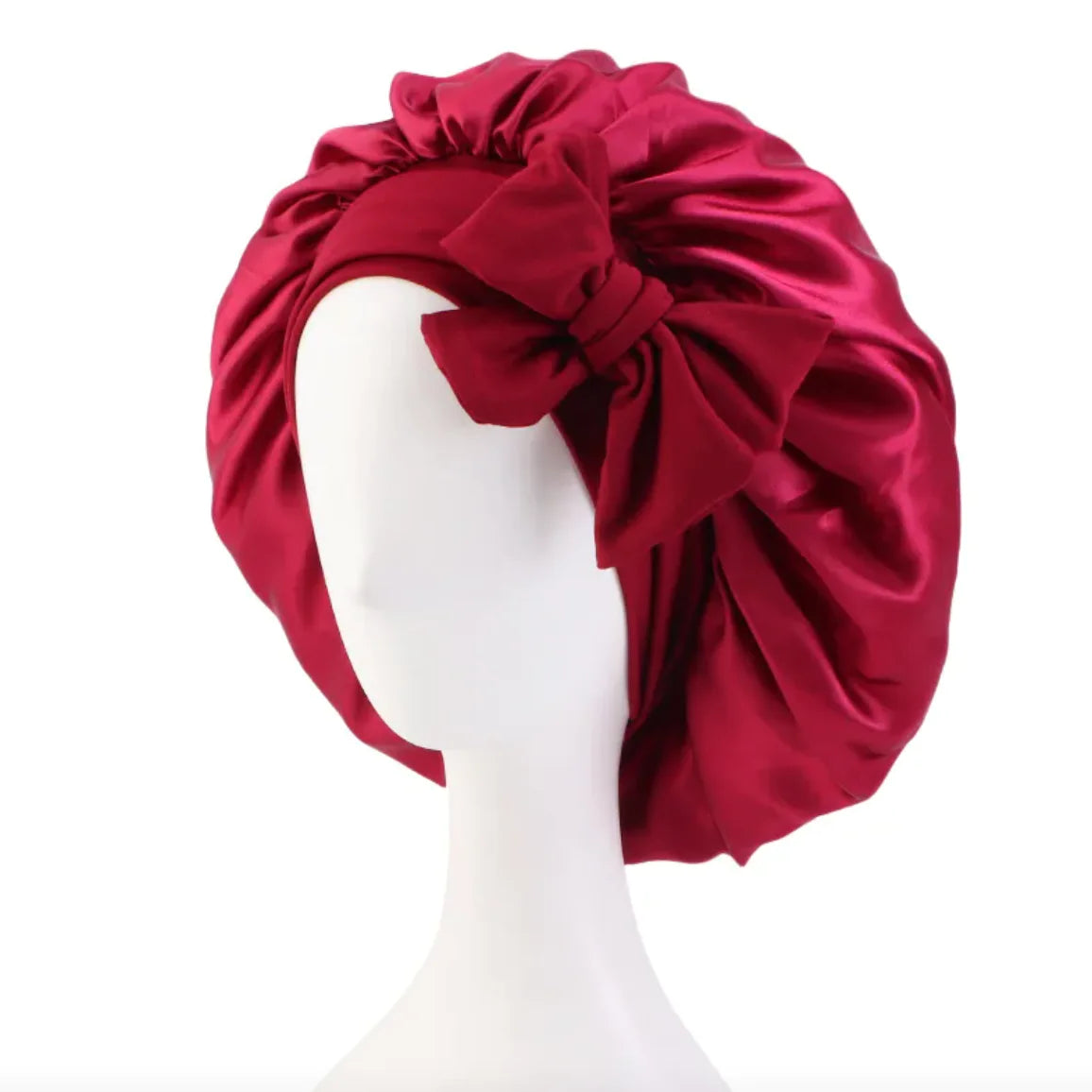 Solid Color Simulated Silk Elastic Ribbon Hat - Round Design