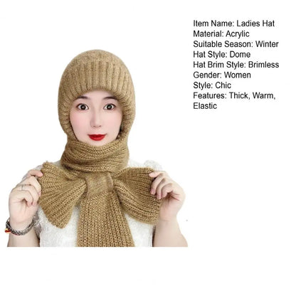 Ladies Winter Integrated Hat Scarf